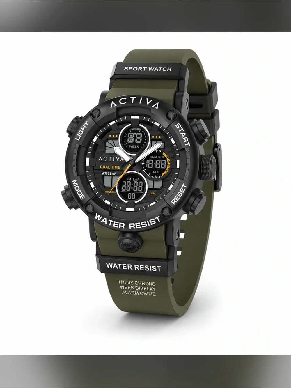 NEW! ACTIVA Men's Green and Black Sport Watch - Water Resistant